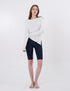 Wide Neck Slit Long Sleeve